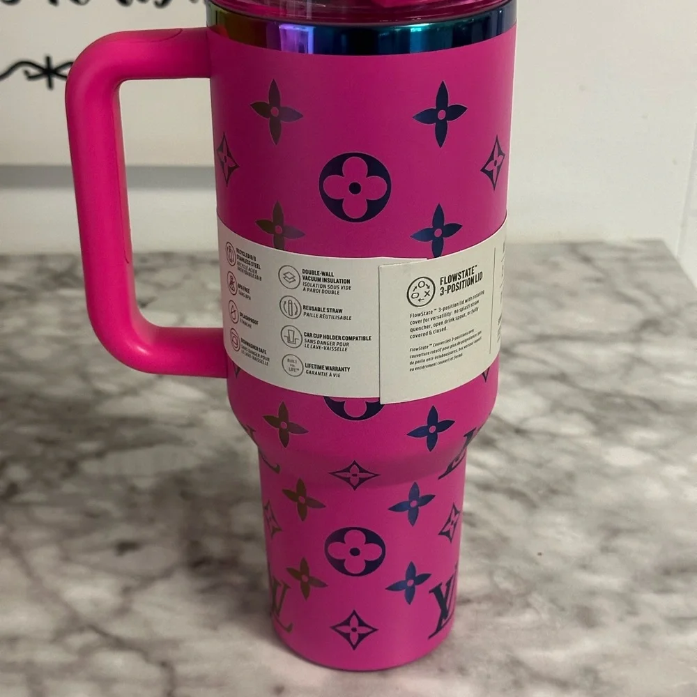 Stanley Hot Pink Travel Quencher Tumbler with Metallic Accents - Picture 2 of 11